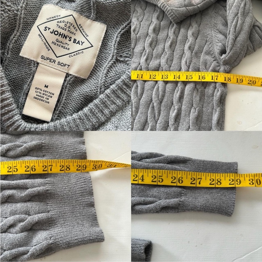 St. John’s Bay Cable knit sweater super soft Grey. - Picture 6 of 8